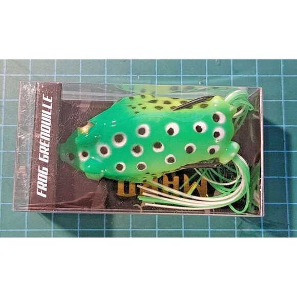 🎣Frog Fishing Lure Hook 2.5"  MAKO Grenouille w 6.5cm (Green + Black/white Spot - Picture 2 of 2